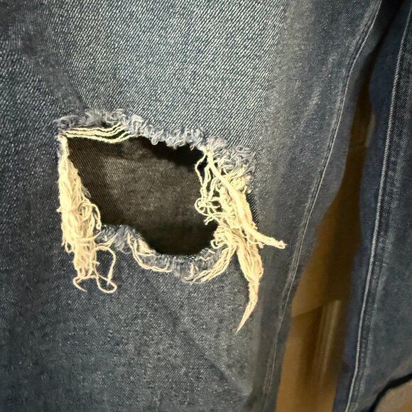 Lane Bryant 18 Distressed Boyfriend Jeans with Cuffed Hem - Picture 4 of 5